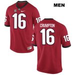 Men's Georgia Bulldogs NCAA #16 Ahkil Crumpton Nike Stitched Red Authentic College Football Jersey PHS2054AB